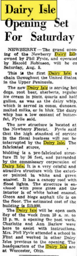 Dairy Isle - Aug 06 1953 Article